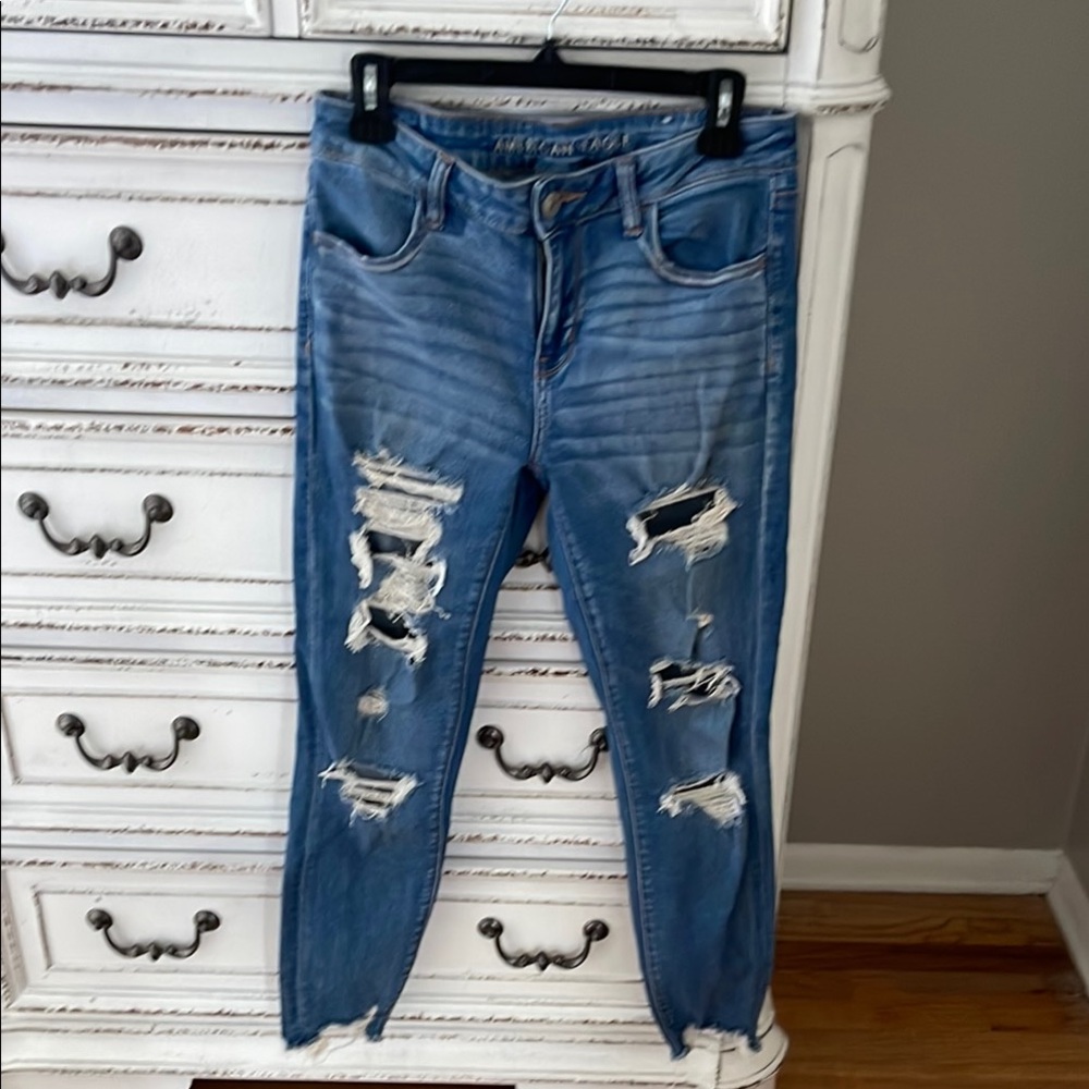 Women's Blue Distressed Jeans